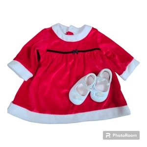 Carter's Just One Year Infant girls Xmas outfit 0-3months Dress and shoes